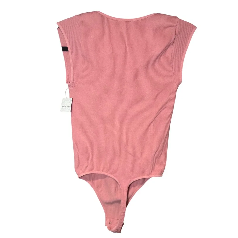 Free People NWT Meg Ribbed Bodysuit Pink Brandied Apricot Size‎ S/M
